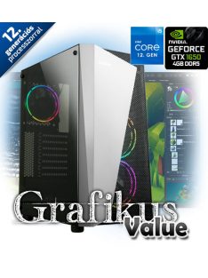   Grafikus Value 12.gen munkaállomás - i5-12400F, 16GB DDR4 3200MHz RAM, 250GB M.2 (3000/3500), 1TB SSD (500/550), GTX 1650 4GB